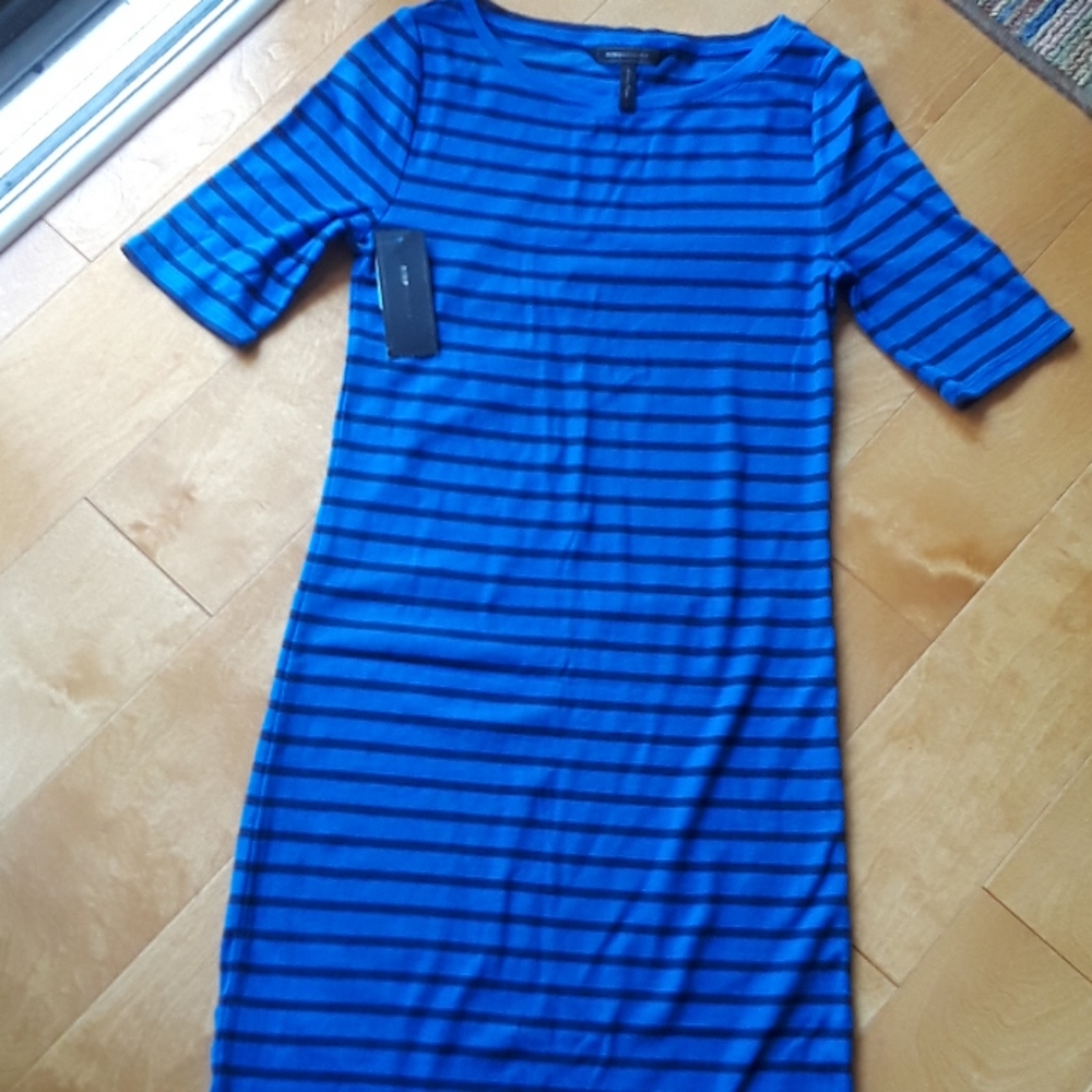 BCBGMAXAZRIA knit midi striped dress